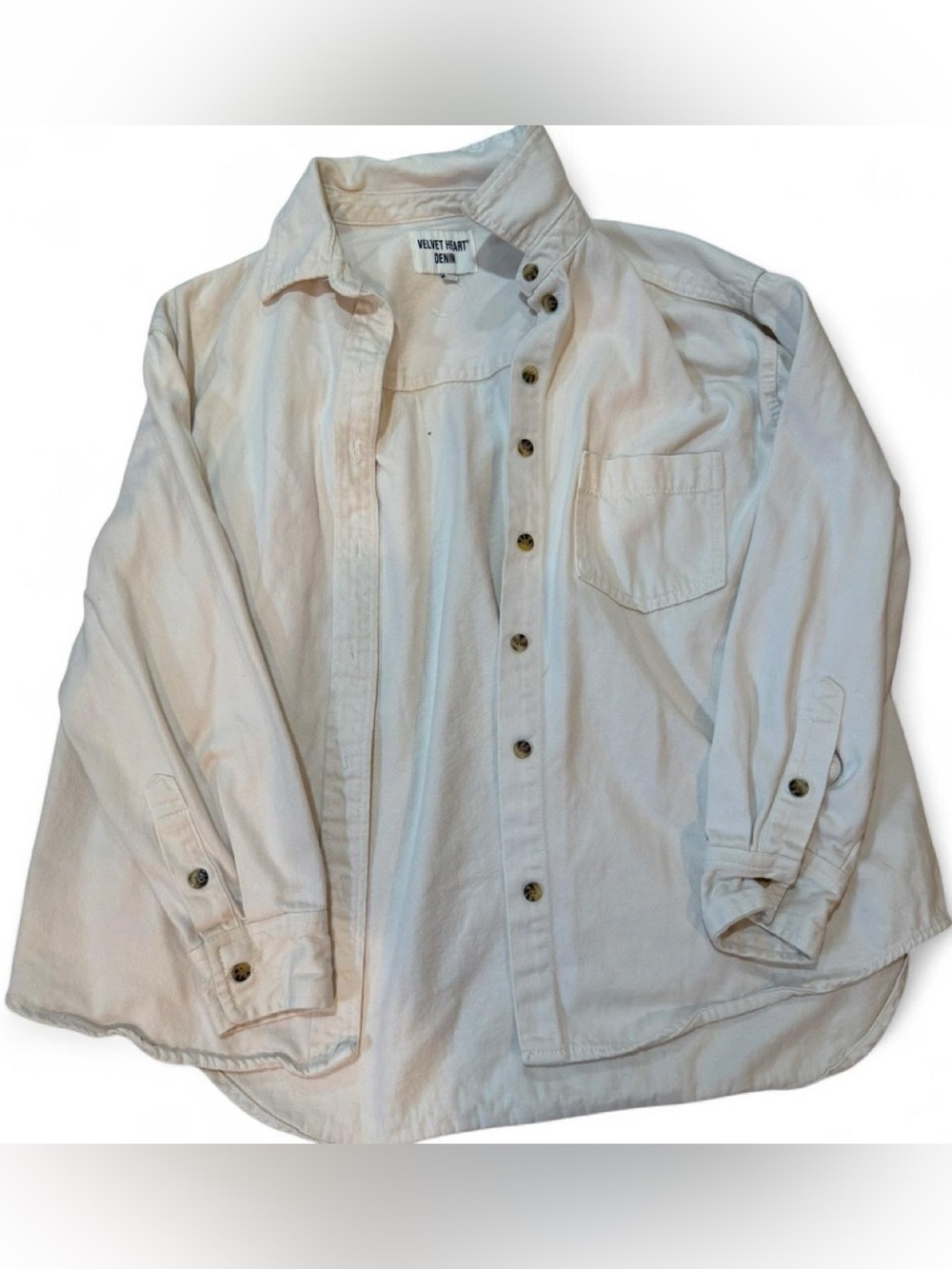 Velvet Heart Cream Utility Shirt Jacket
